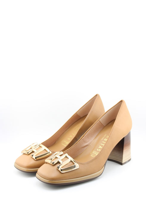 Hispanitas Block Heel Leather Court Shoes
